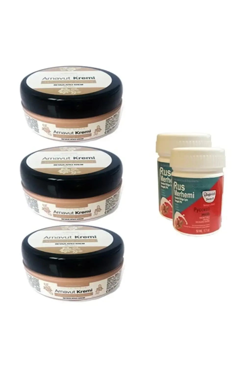 Süper Three Brand Arnavut Kremi 3 Adet + Rus Merhemi 50 ml 2 Adet Süper Three Brand Arnavut Kremi 3 Adet + Rus Merhemi 50 ml 2 Adet