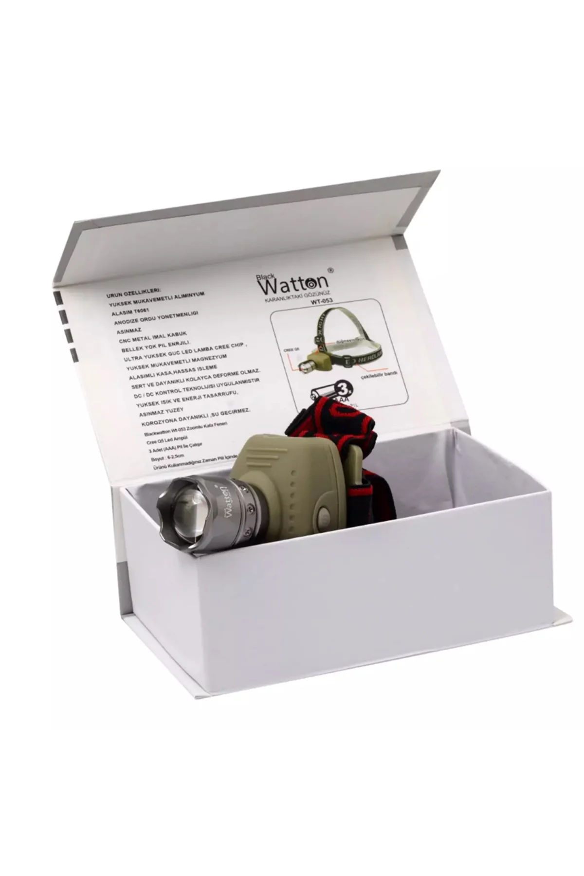 Süper Zoomlu Kafa Lambası Watton Wt-053 Siyah