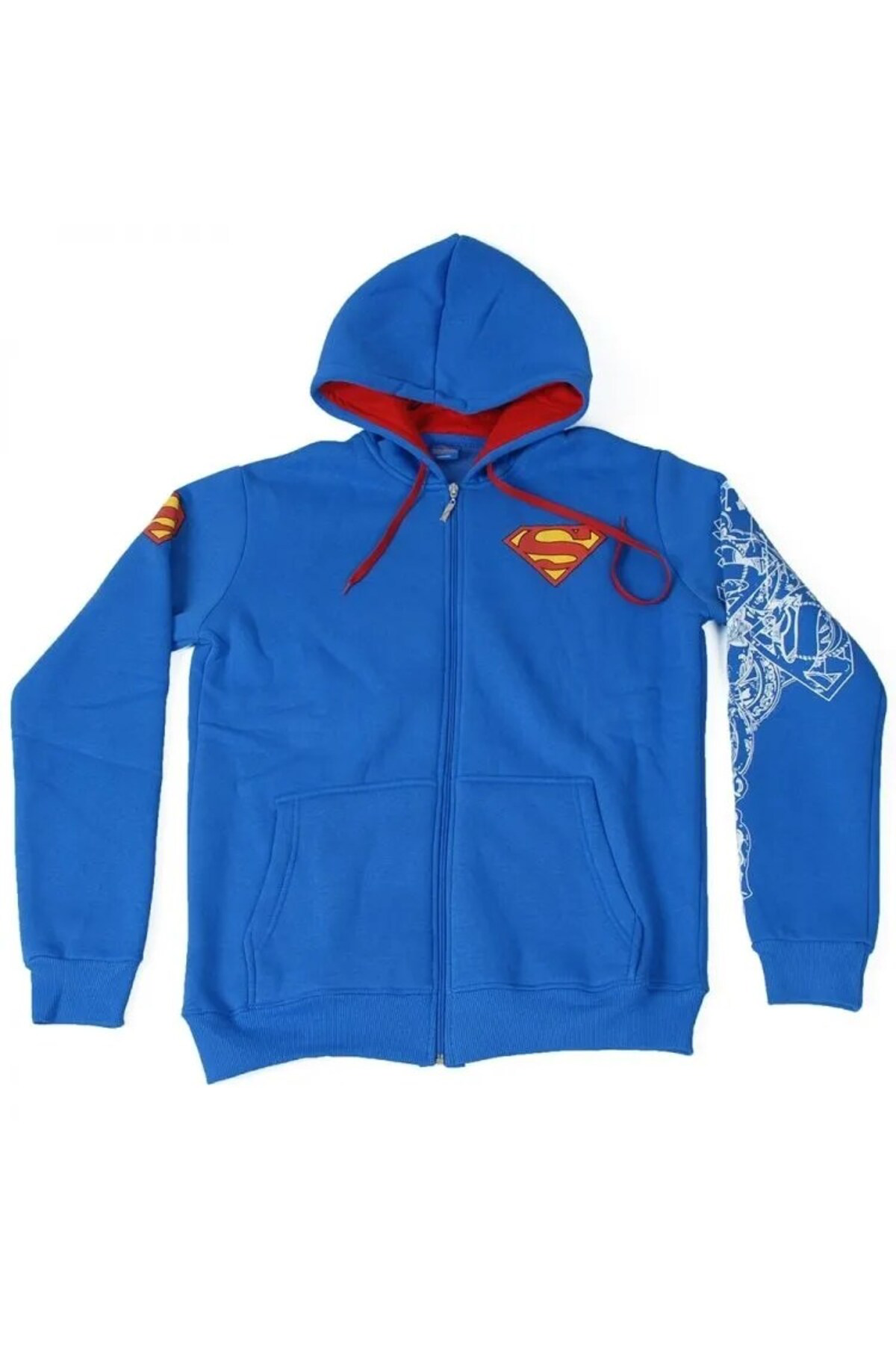 Superman Fermuarlı Hoodie Sweathshirt Mavi