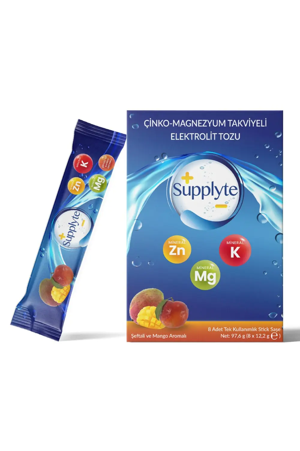 Supplyte Şeftali-Mango Aromalı Elektrolit Tozu 12 Gr 8 Adet
