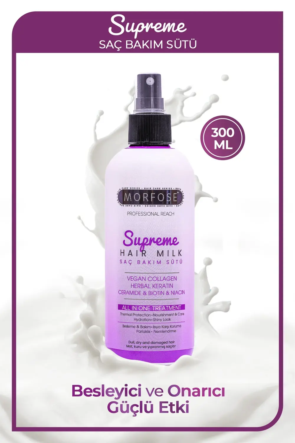 Supreme Saç Bakım Sütü 300 ml - Isıya Karşı Koruma, Nemlendirme v