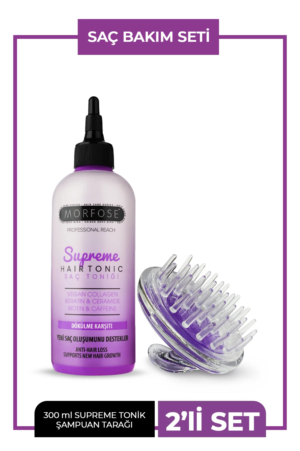 Supreme Vegan Kolajen İçeren Saç Toniği 300 ml + Şampuan Tarağı