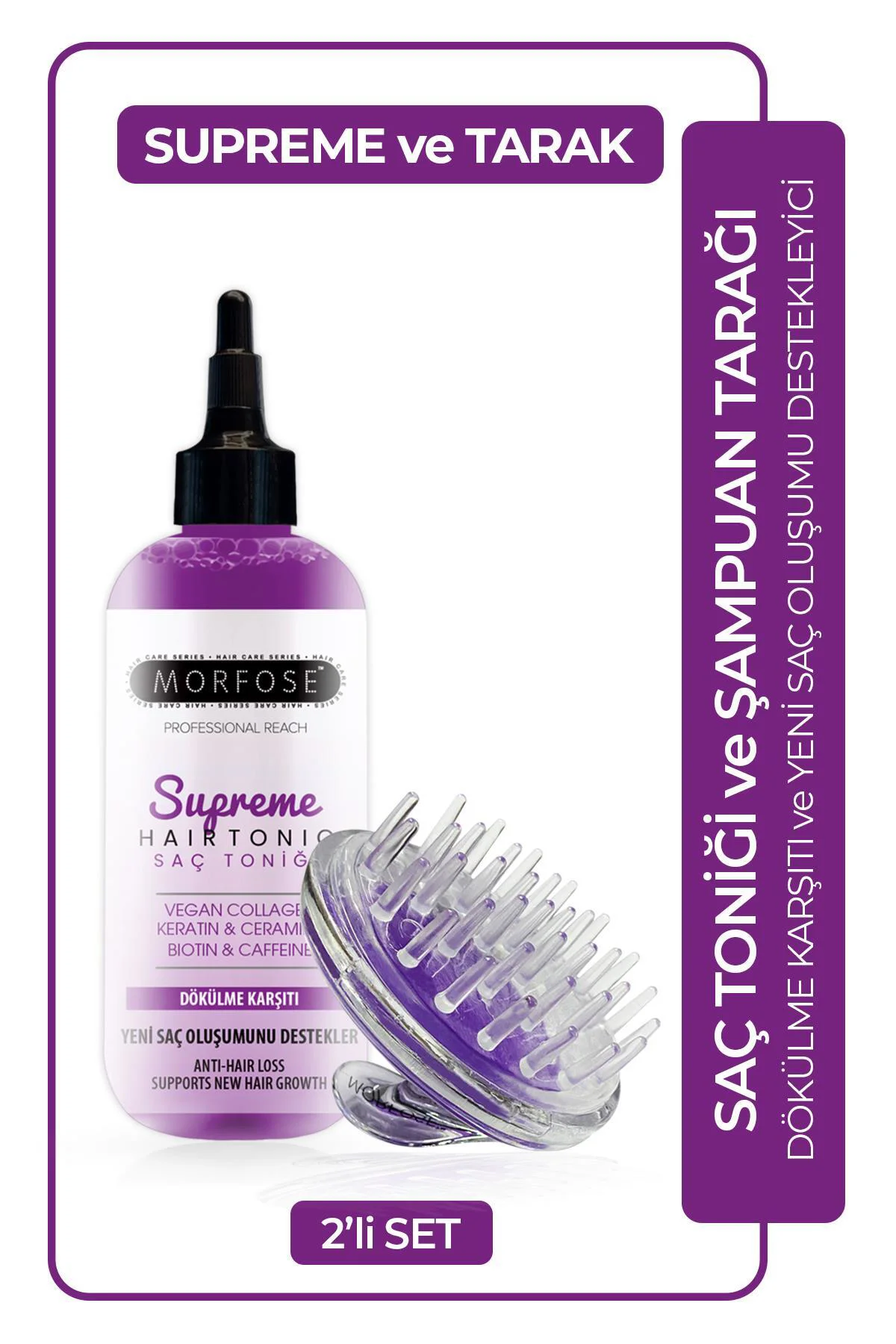 Supreme Vegan Kolajen İçeren Saç Toniği 300 ml + Şampuan Tarağı