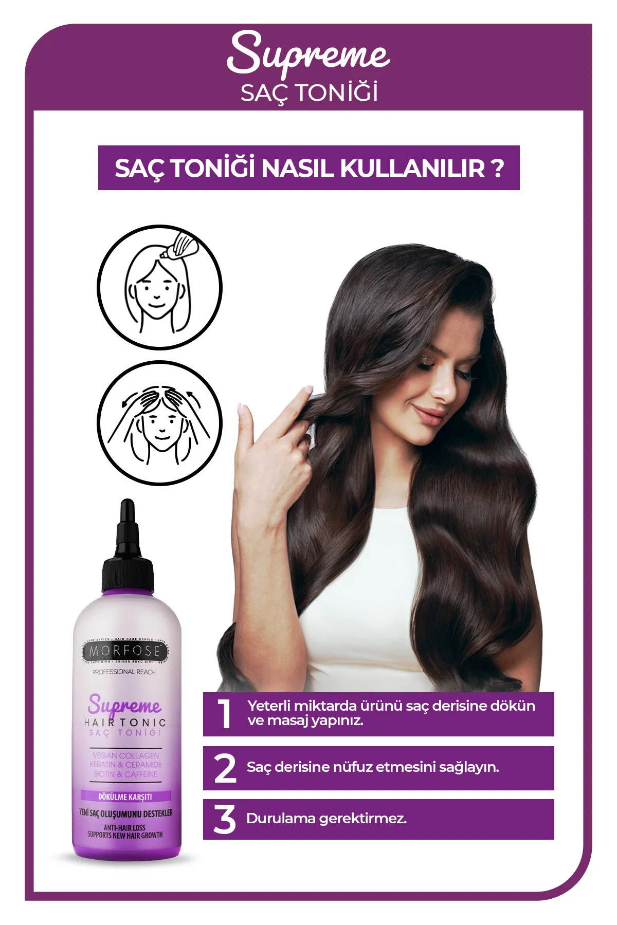 Supreme Vegan Kolajen İçeren Saç Toniği 300 ml + Şampuan Tarağı