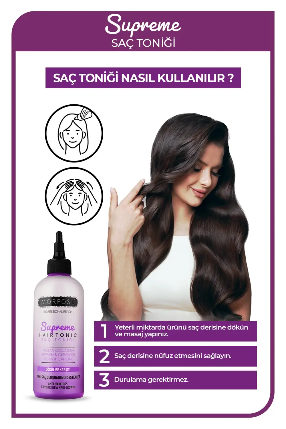 Supreme Vegan Kolajen İçeren Saç Toniği 300 ml + Şampuan Tarağı