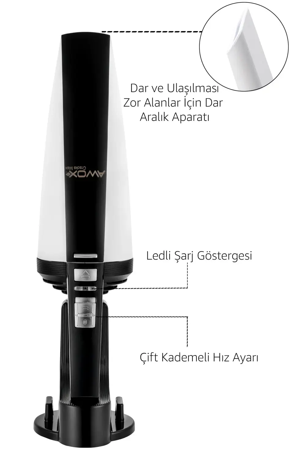 Süpürge Oto Şarjlı Cracks Max Beyaz