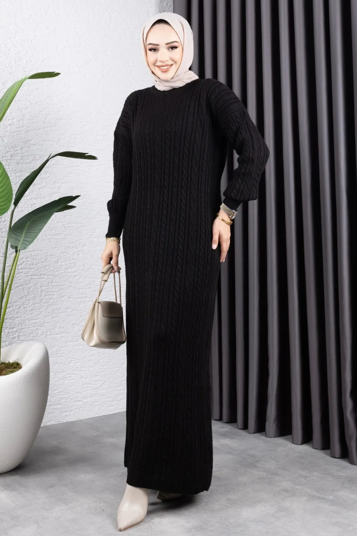 Şule Giyim Şura Triko Elbise Ekru