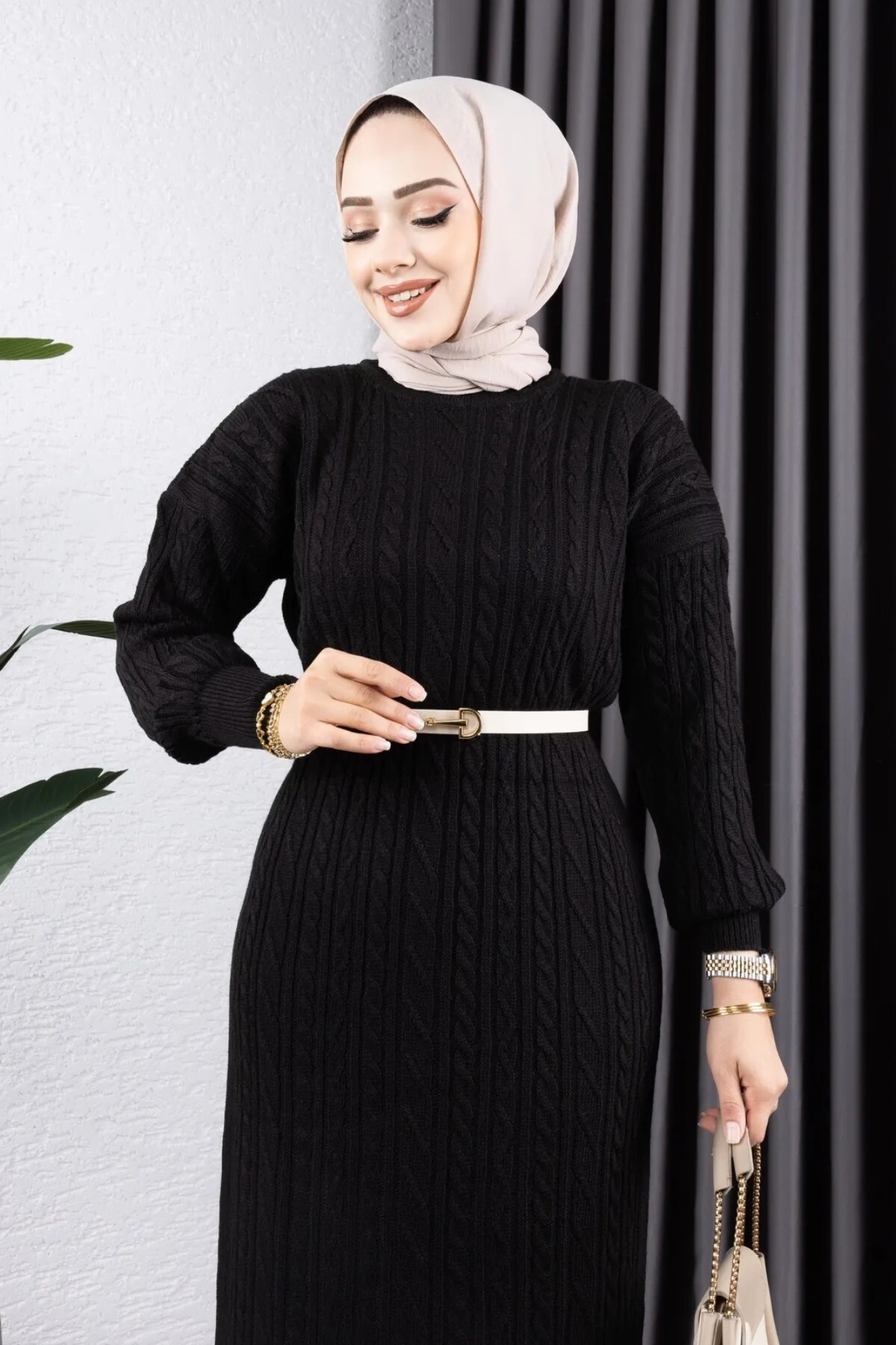 Şule Giyim Şura Triko Elbise Ekru