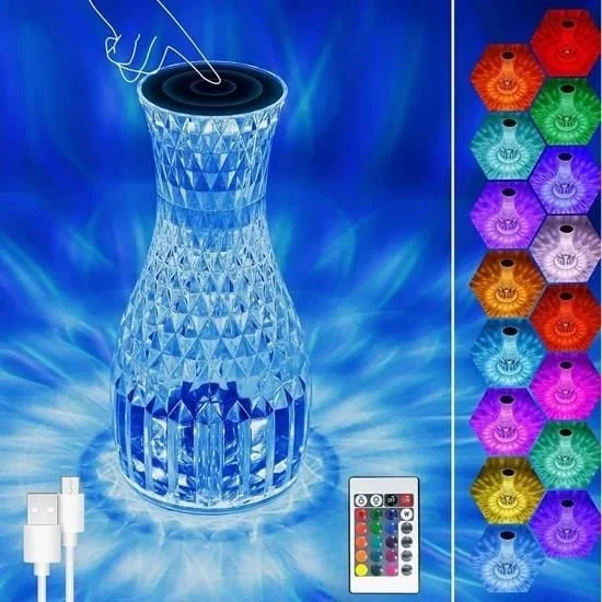 Sürahi Model USB Şarjlı Kumandalı 16 Farklı Işık Modlu Masa Üstü Kristal Akrilik Lamba Led Fiyatı, Yorumları ve Özellikleri