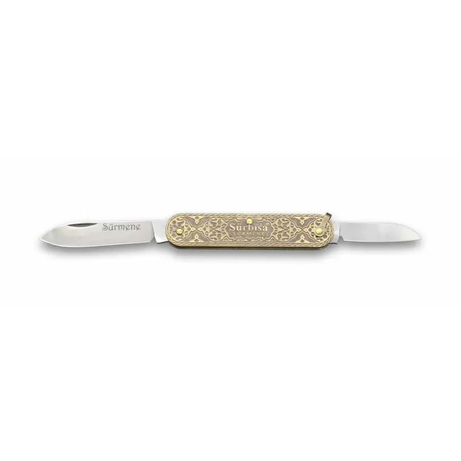 Sürbısa 61804 Pirinç İşlemeli Sürmene Çakısı 5,5 / 3,5 Cm - Çift 