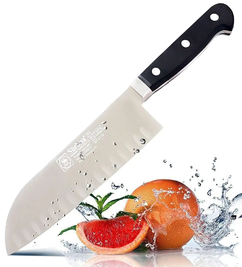 Sürbisa 61950 Sıcak Dövme Oluklu Santoku Şef Aşçı Sürmene Bıçağı 