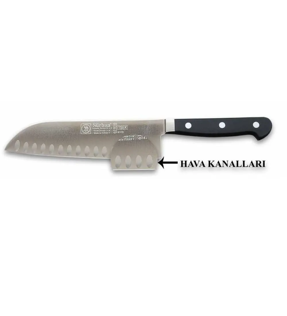 Sürbisa 61950 Sıcak Dövme Oluklu Santoku Şef Aşçı Sürmene Bıçağı 
