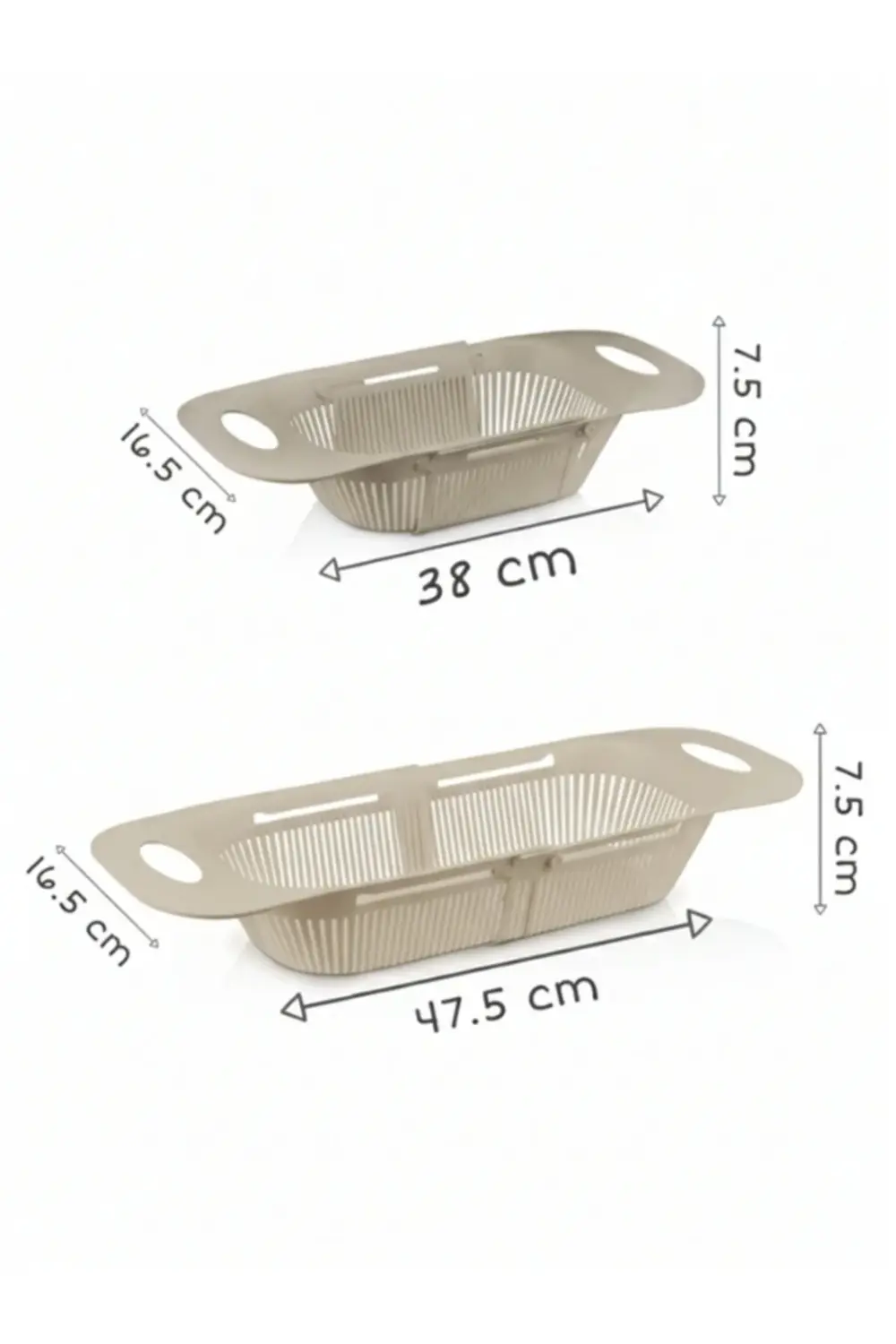 Sürgülü Ayarlanabilen Lavabo Süzgeci, Meyve Sebze Yıkama Süzgeci
