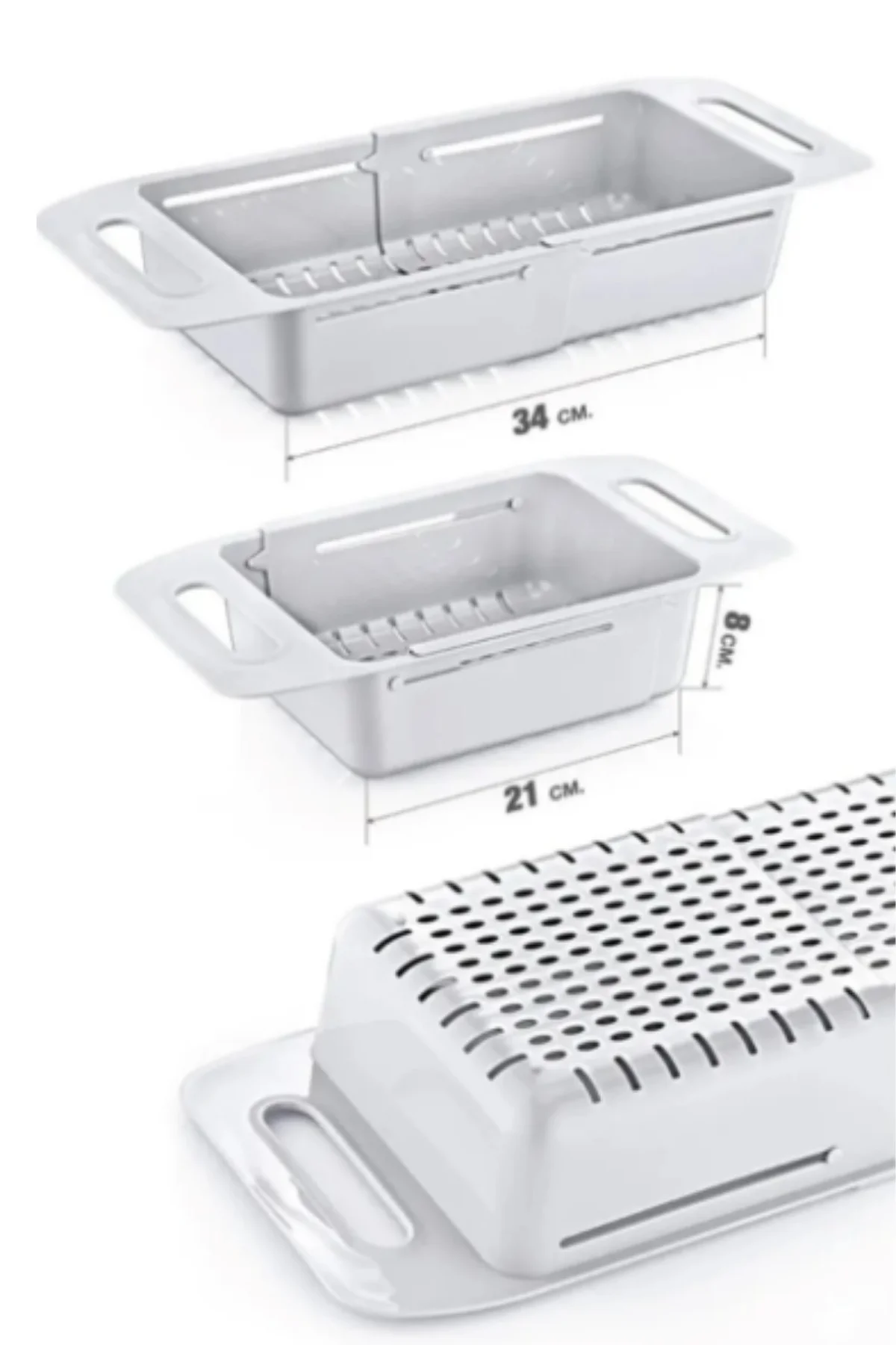 Sürgülü Ayarlanabilir Pratik Lavabo Süzgeci, Uzun Kısa Ayarlı Evye, Meyve Sebze Salata Yıkama Sürgülü Ayarlanabilir Pratik Lavabo Süzgeci, Uzun Kısa Ayarlı Evye, Meyve Sebze Salata Yıkama - Görsel 3