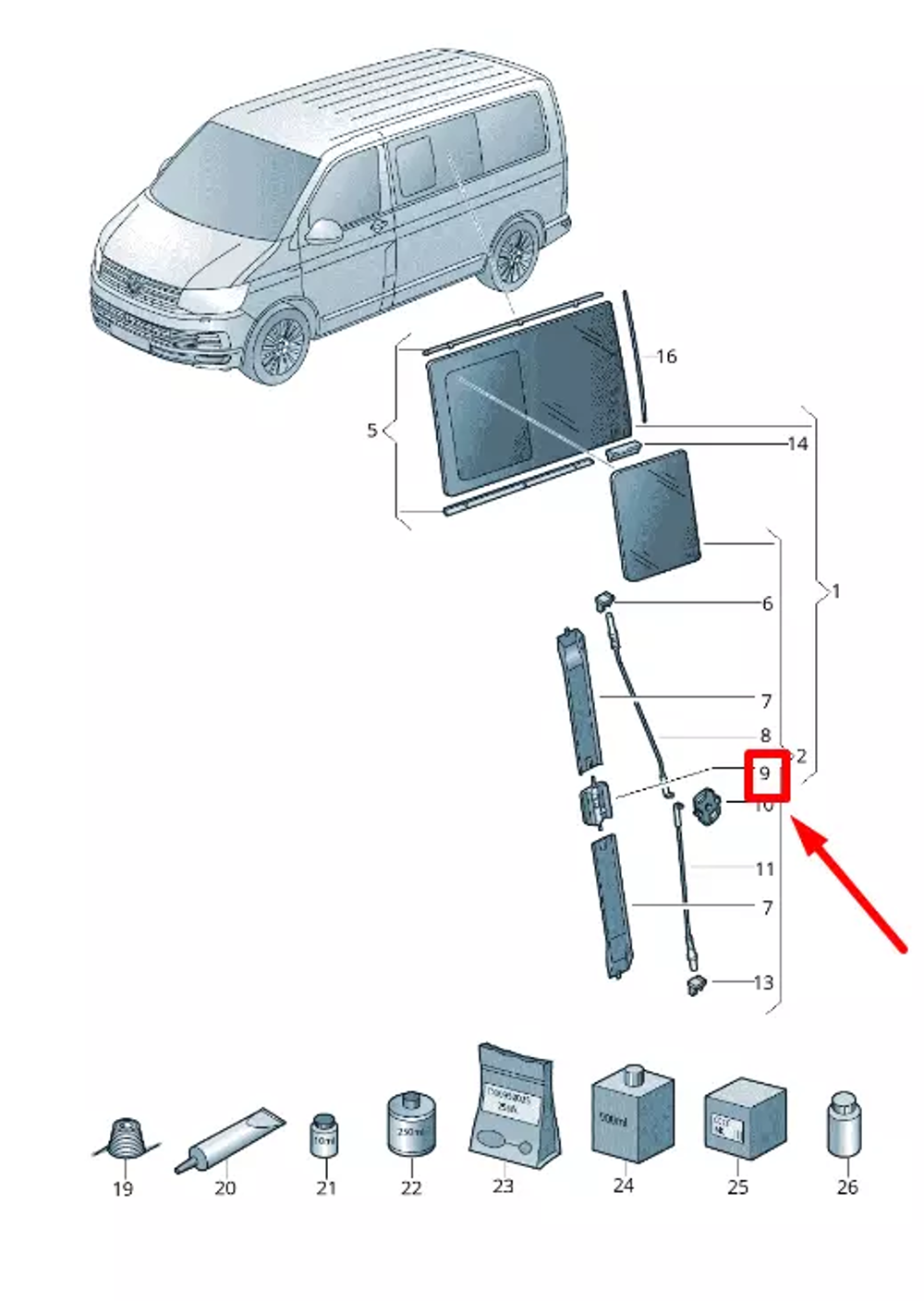 Sürgülü Cam Mandalı (VW Orjinal)(2K0847781)