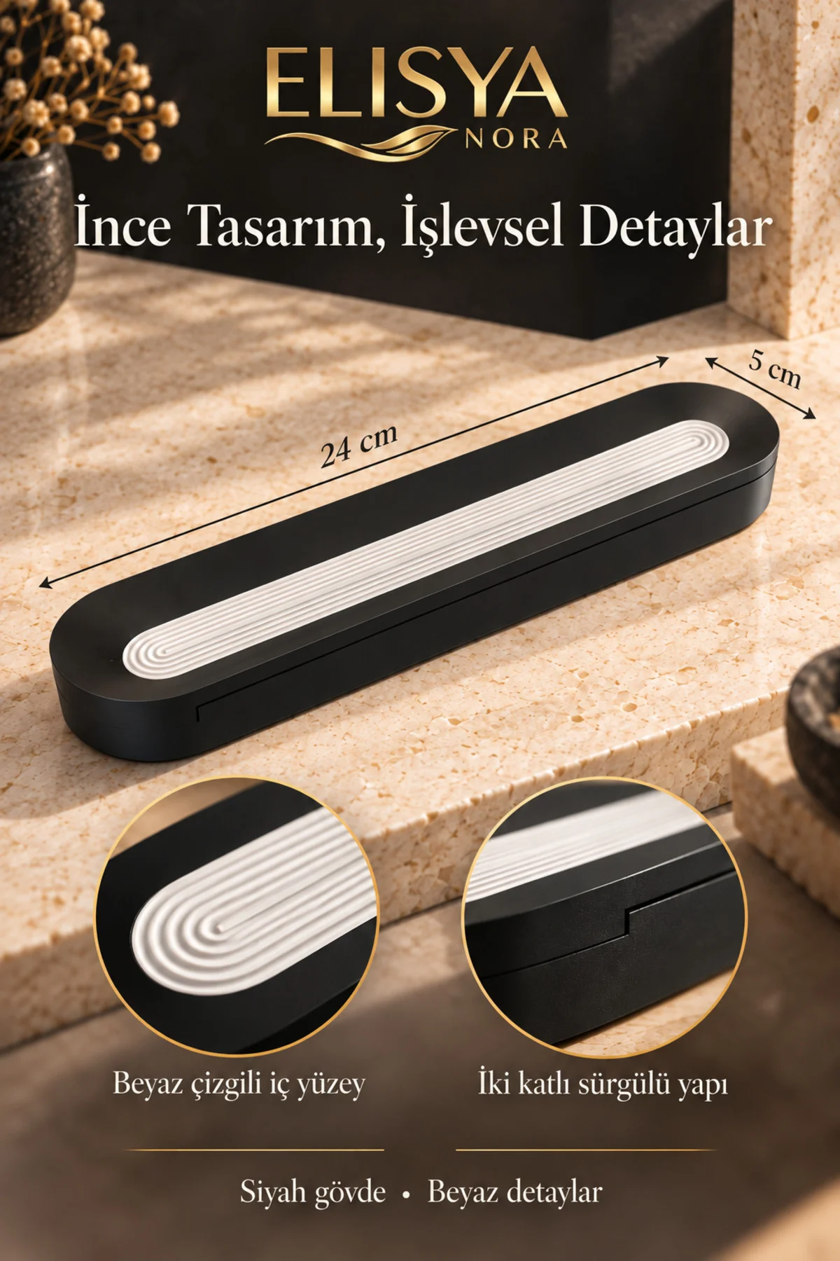 Sürgülü Kapaklı Tütsü Saklama Kutusu Dekoratif Tütsülük Organizer - Görsel 3