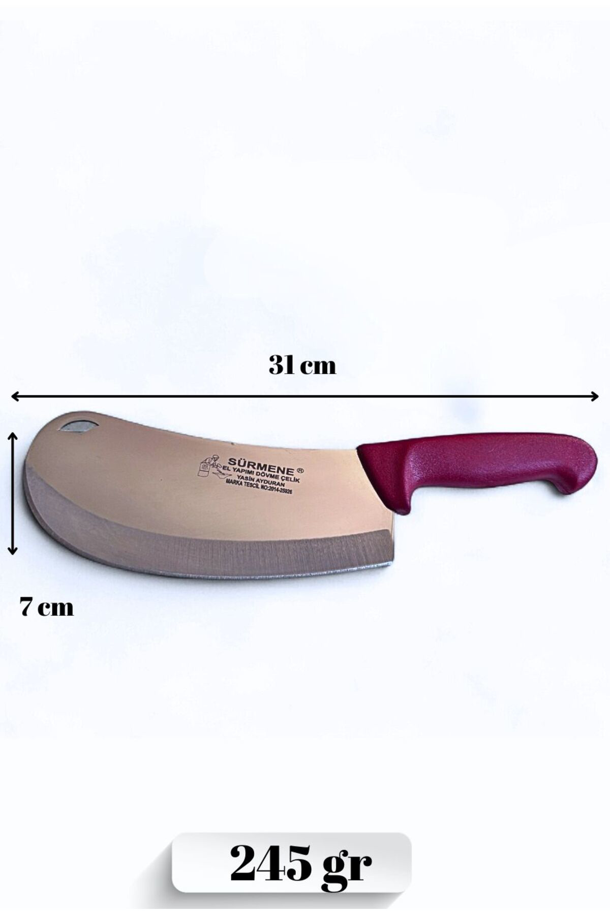 Sürmene El Yapımı Dövme Çelik Kasap Bıçağı – 31 cm Profesyonel Et