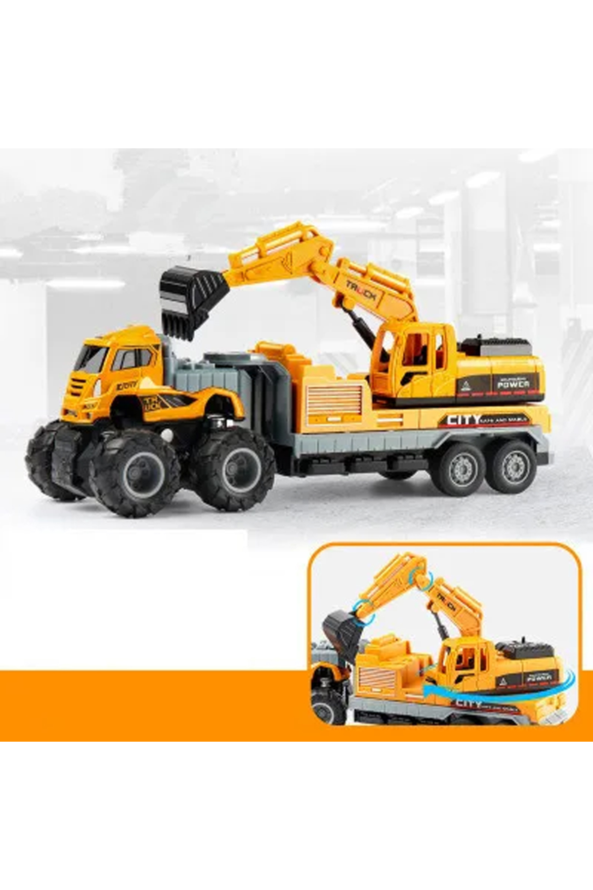 Oyuncak Store Sürtmeli 4X4 İnşaat Araçlari 1:43 Ölçekli Ekskavatör