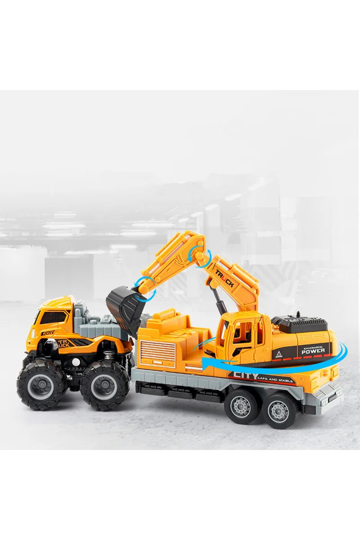 Oyuncak Store Sürtmeli 4X4 İnşaat Araçlari 1:43 Ölçekli Ekskavatör