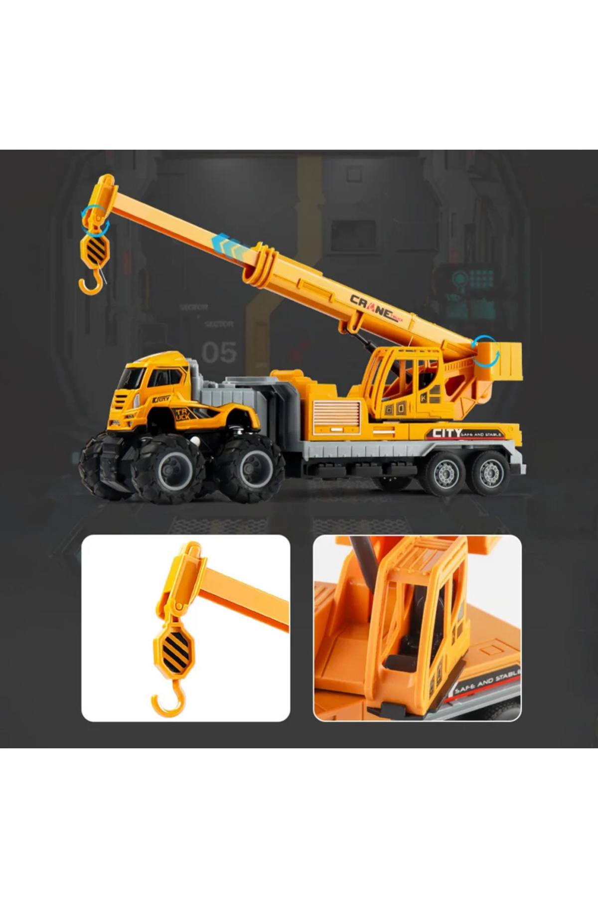 Oyuncak Store Sürtmeli 4X4 İnşaat Araçlari 1:43 Ölçekli Vinç