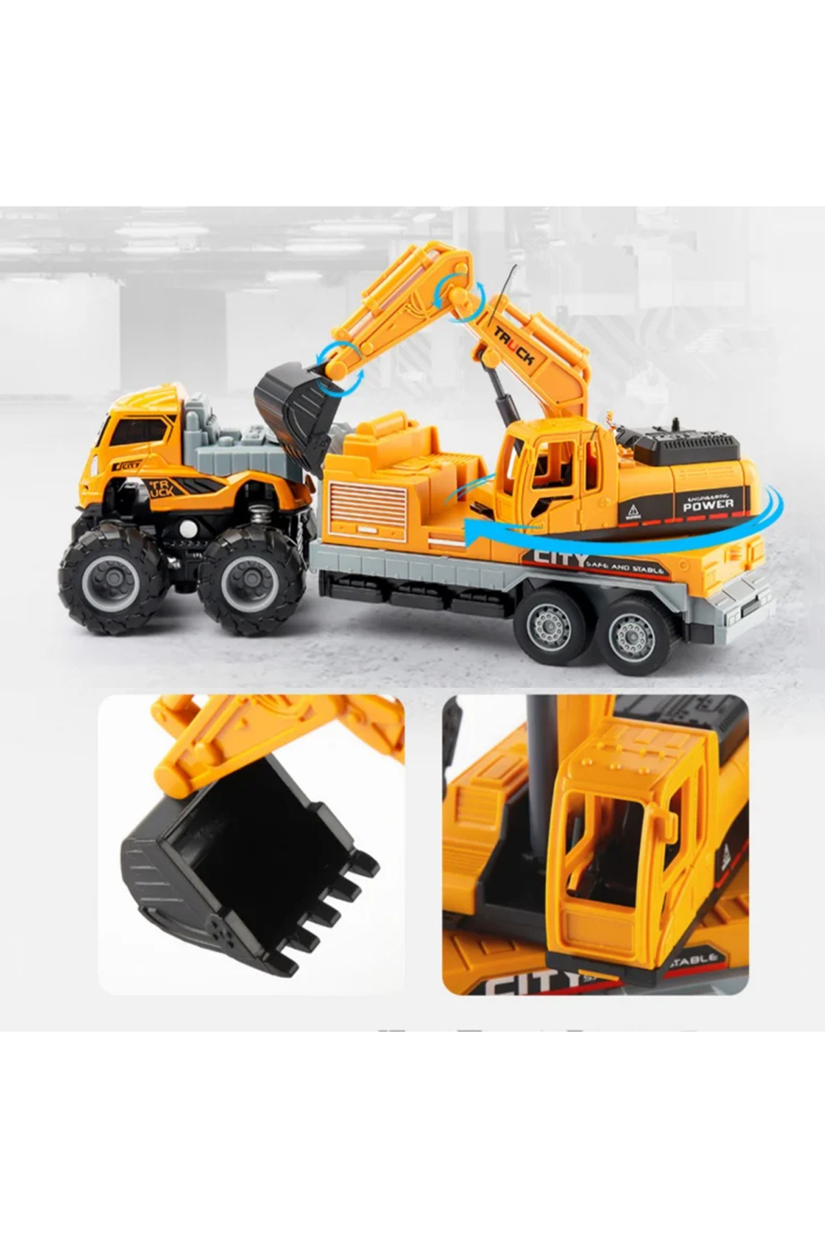 Oyuncak Store Sürtmeli 4X4 İnşaat Araçlari 1:43 Ölçekli Ekskavatör