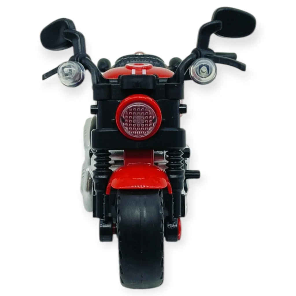 Sürtmeli Işıklı Sesli Chopper Motor Kırmızı 15cm - 1 ADET