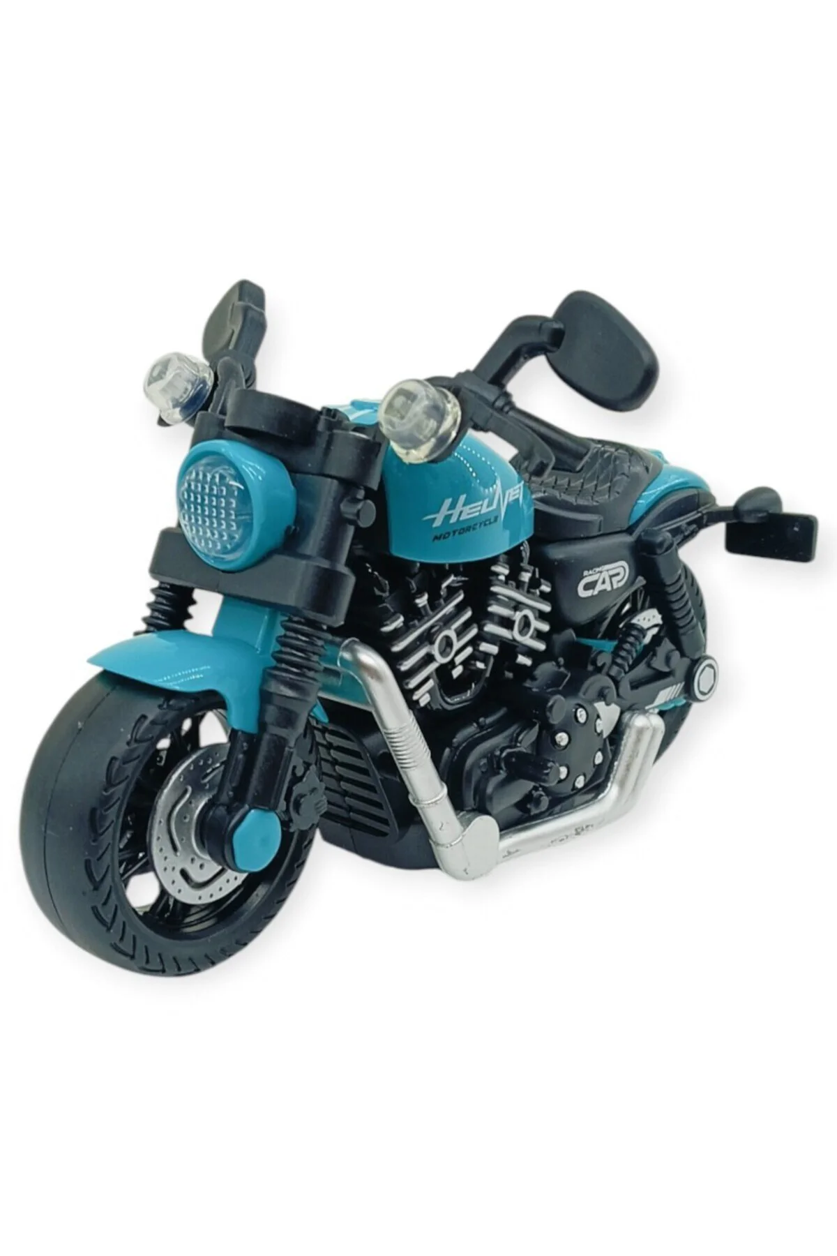 Sürtmeli Işıklı Sesli Chopper Motor Turkuaz 15cm - 1 ADET