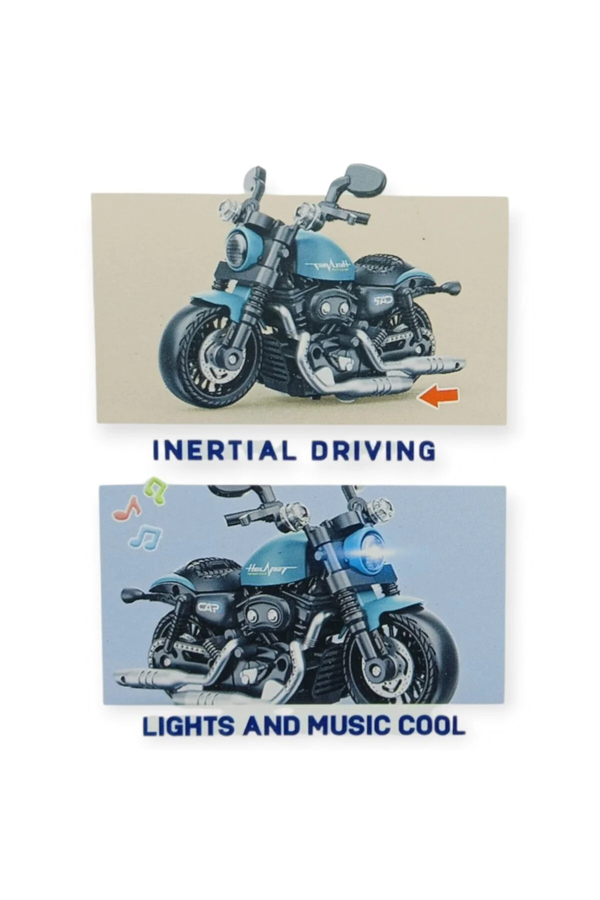 Sürtmeli Işıklı Sesli Chopper Motor Kırmızı 15cm
