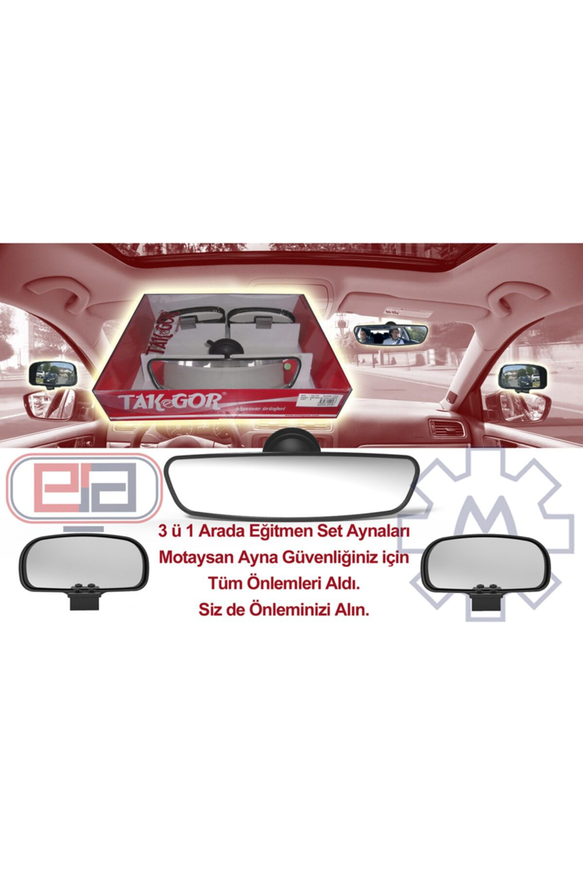 Sürücü Kursu Eğitmen Ayna Seti 2 1 Yaldızlı Gri
