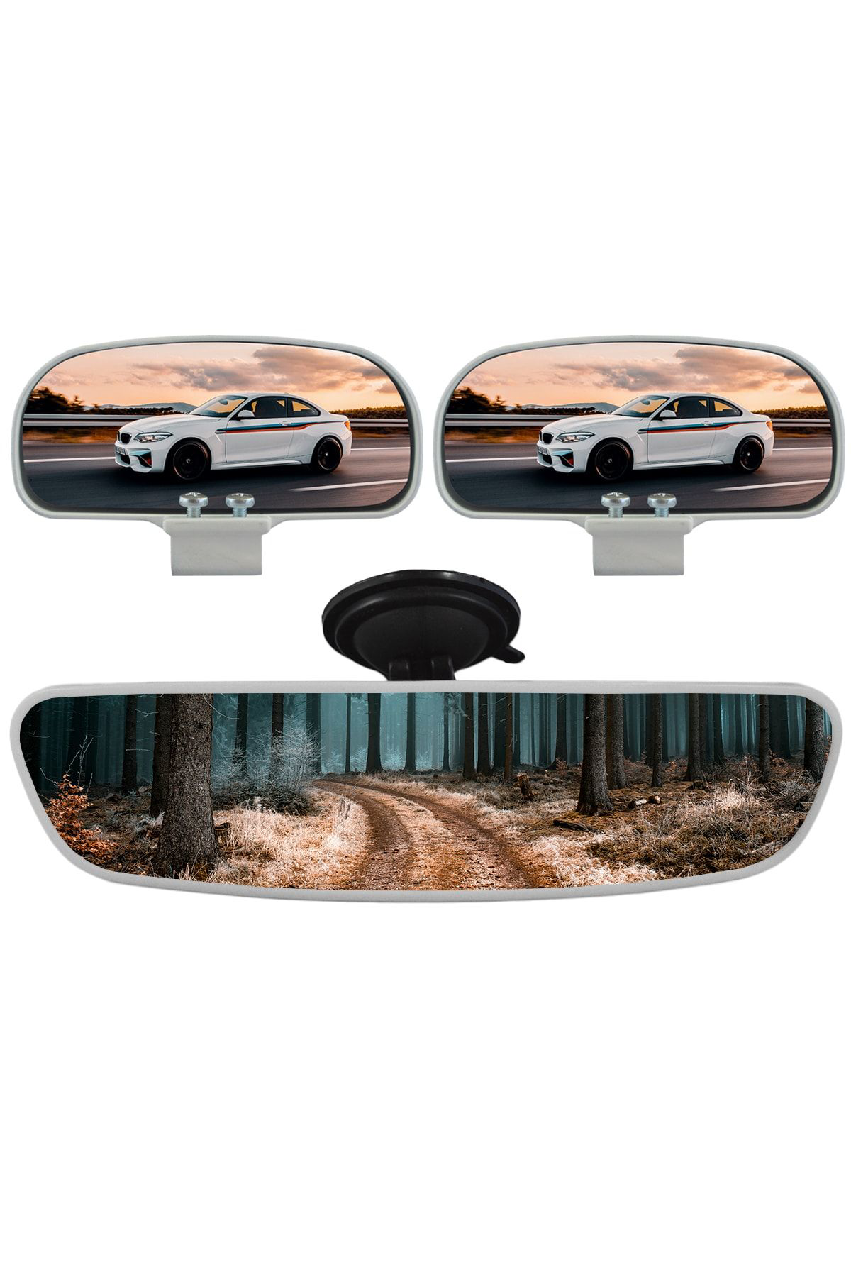 Sürücü Kursu Eğitmen Ayna Seti 2 1 Beyaz