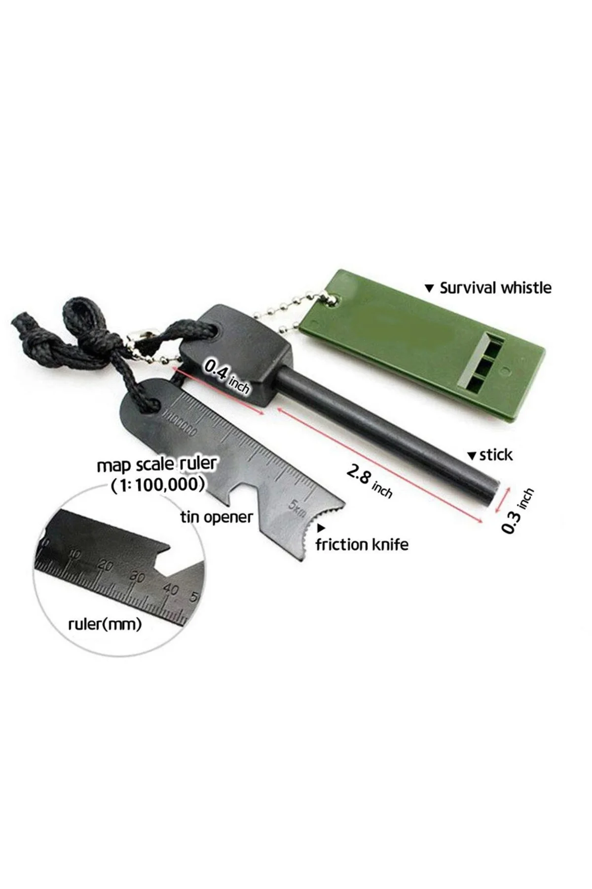 Survive Magnezyum Çubuğu Ateş Başlatıcı Çakmak Taşı - Lisinya