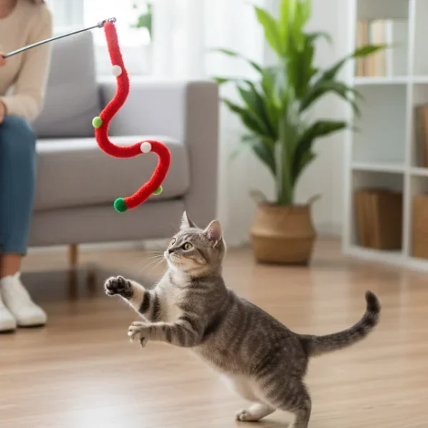 Süs Tasarımlı Kedi Oltası ile Canlı ve Eğlenceli Oyun Keyfi