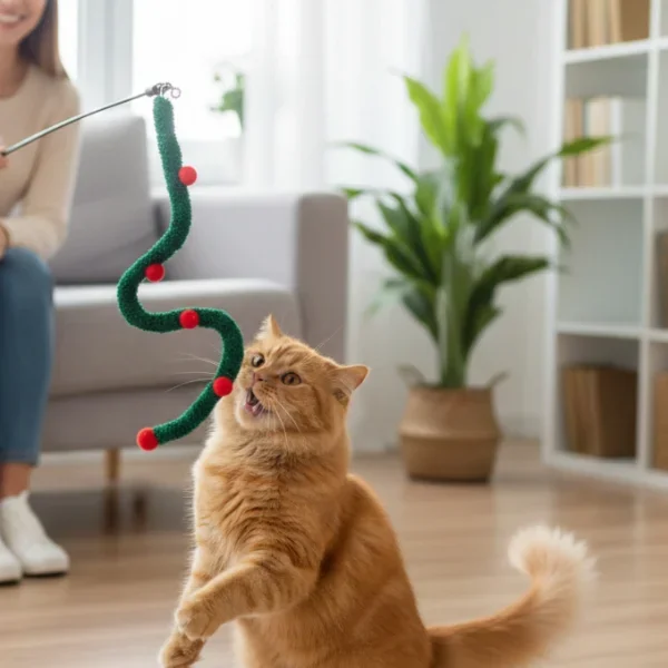 Süs Tasarımlı Kedi Oltası ile Canlı ve Eğlenceli Oyun Keyfi