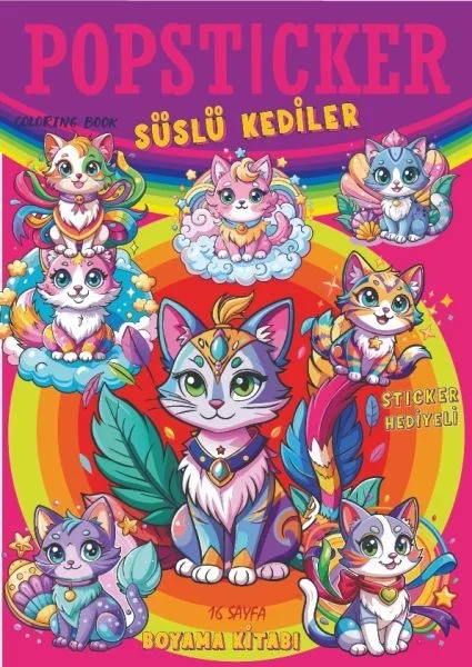 Süslü Kediler Boyama Kitabı Popsticker Fiyatı, Yorumları ve Özellikleri