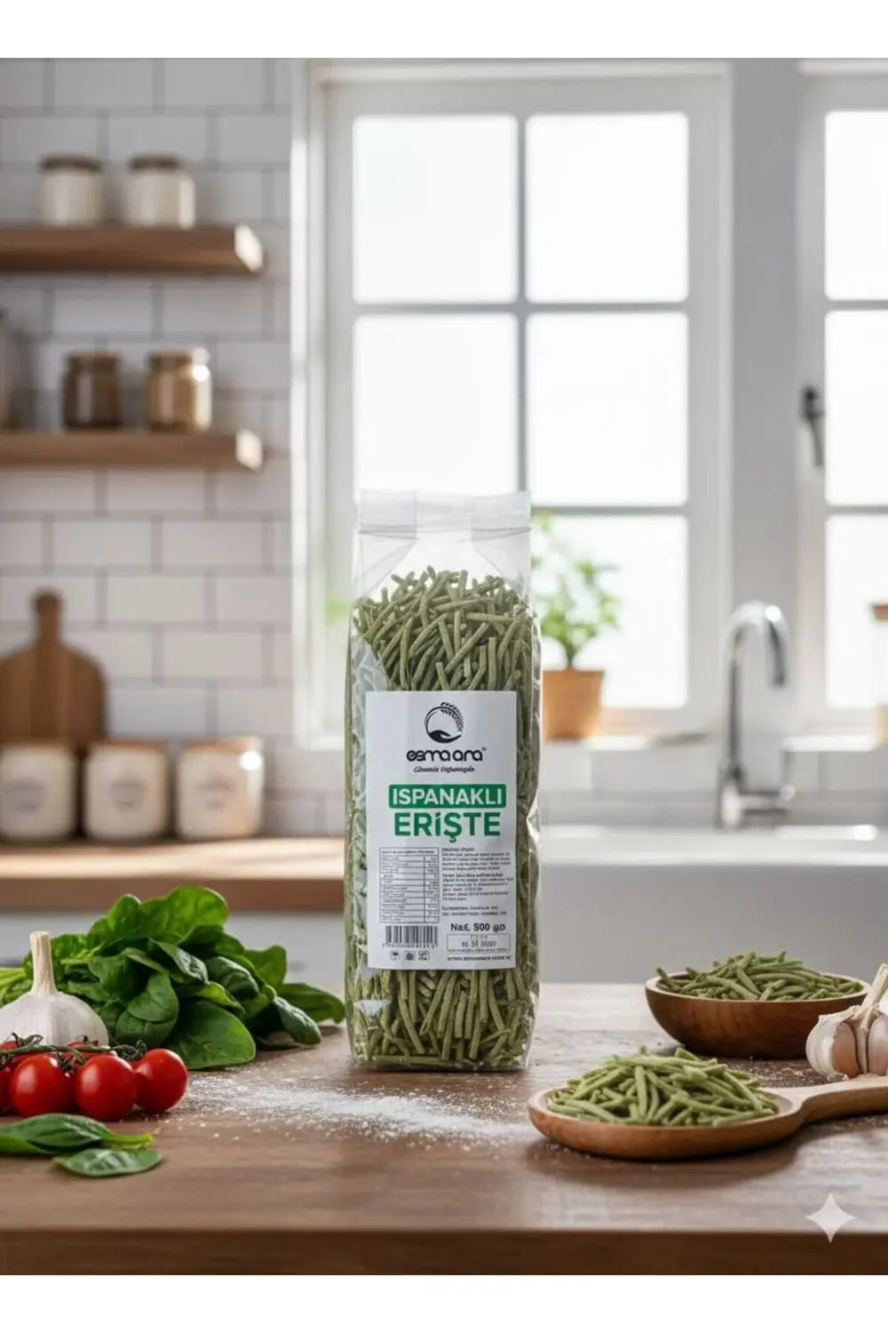 Sütlü Yumurtalı Ispanaklı Erişte 300 Gr