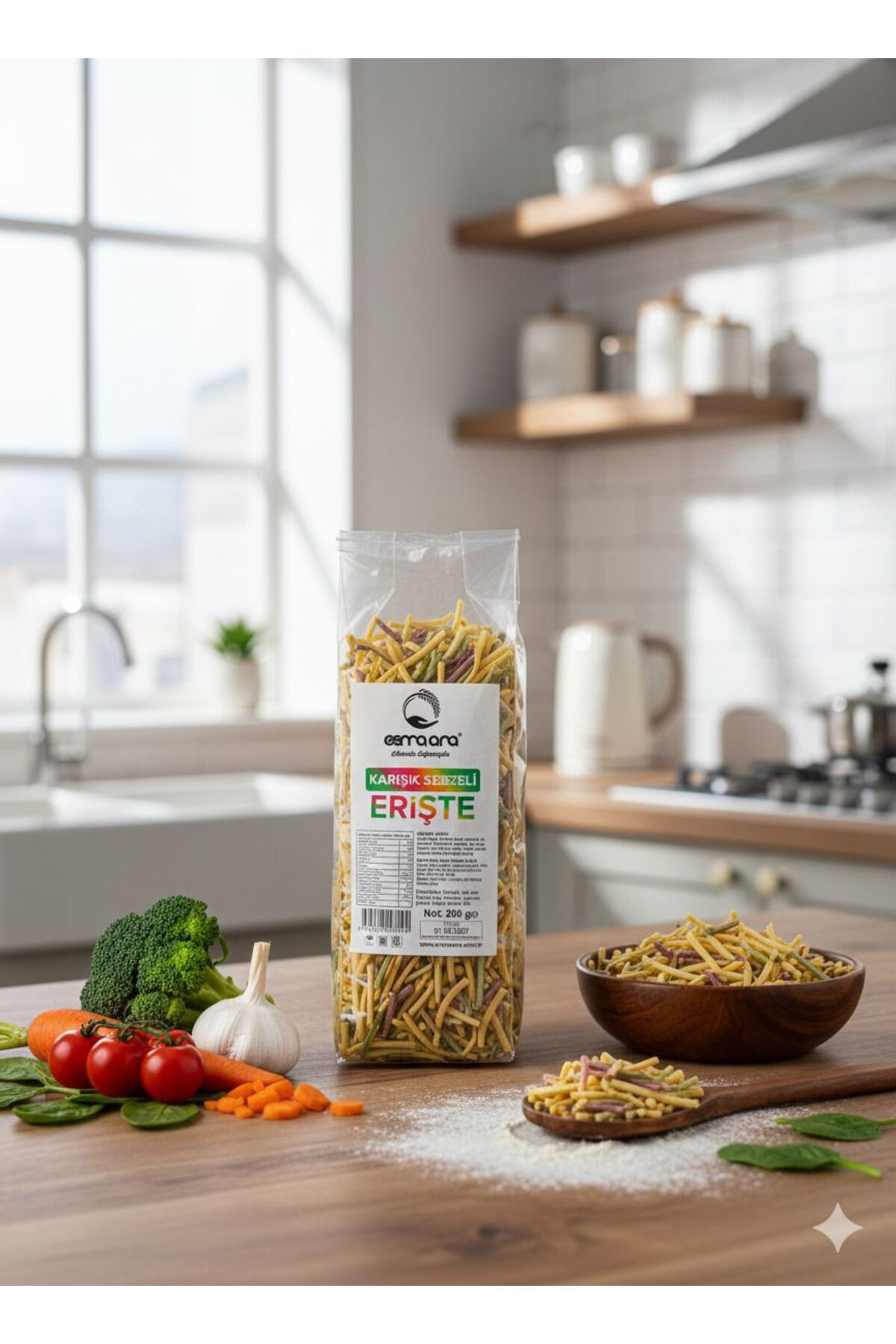 Sütlü Yumurtalı Karışık Sebzeli Erişte