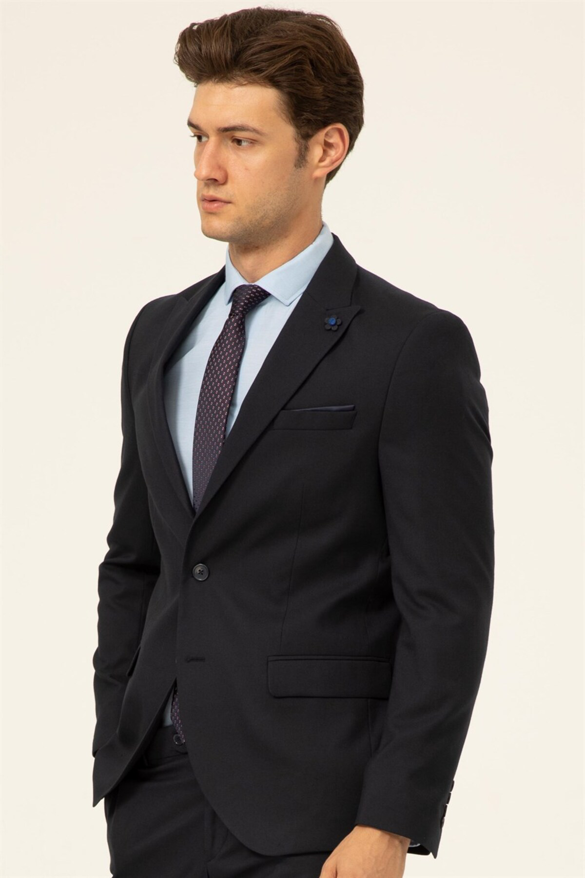 Süvari Süvari 6 Drop Slim Fit Lacivert Yeleksiz Düz Takım Elbise