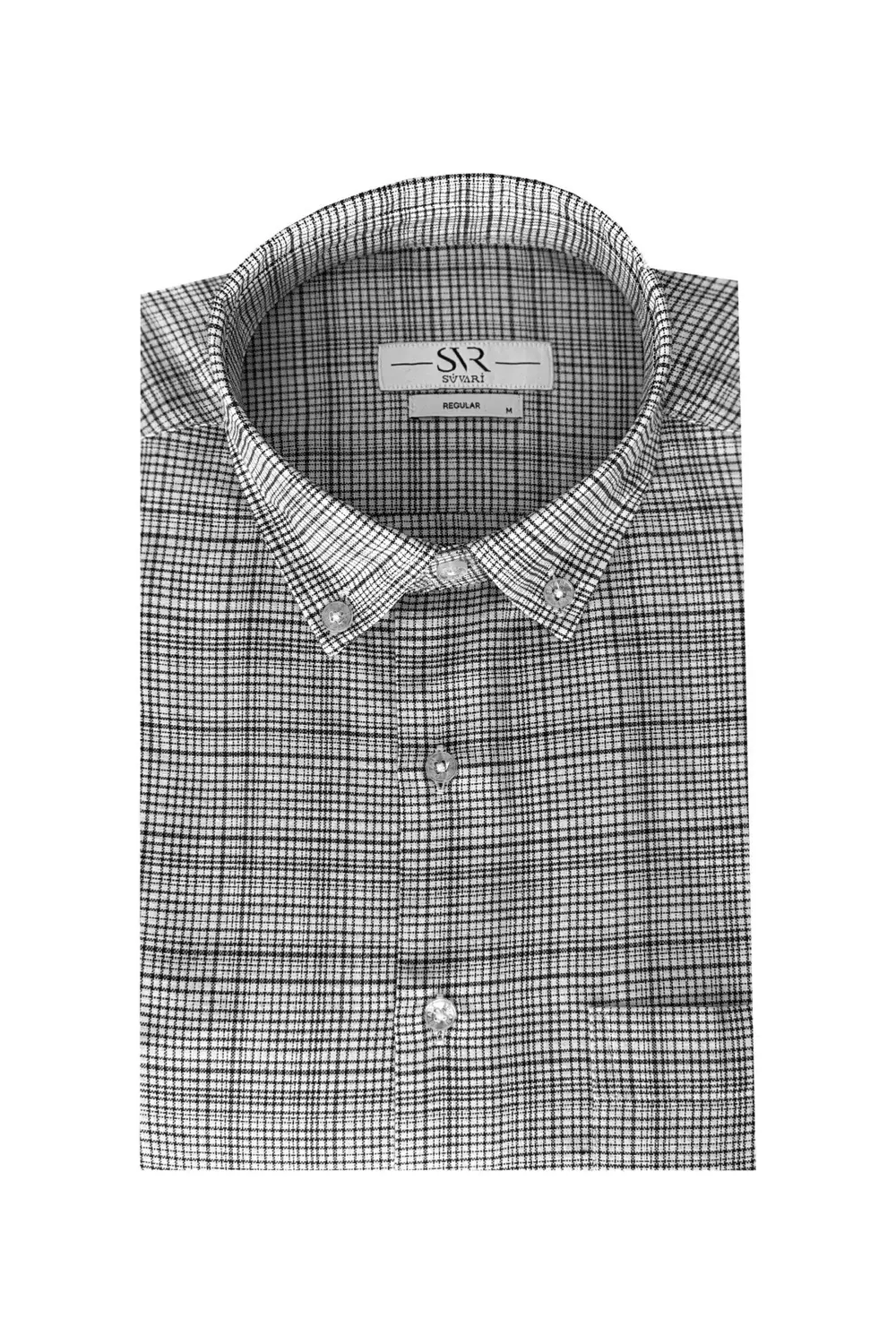 Süvari Bol Kesim Cepli Ekose Desenli Kısa Kol Erkek Gömlek