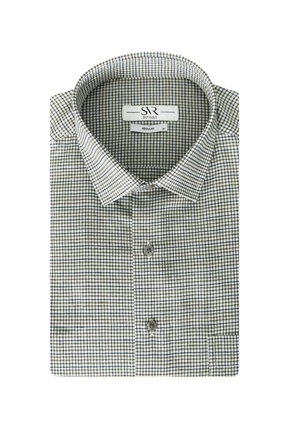 Süvari Bol Kesim Cepli Ekose Desenli Kısa Kol Erkek Gömlek