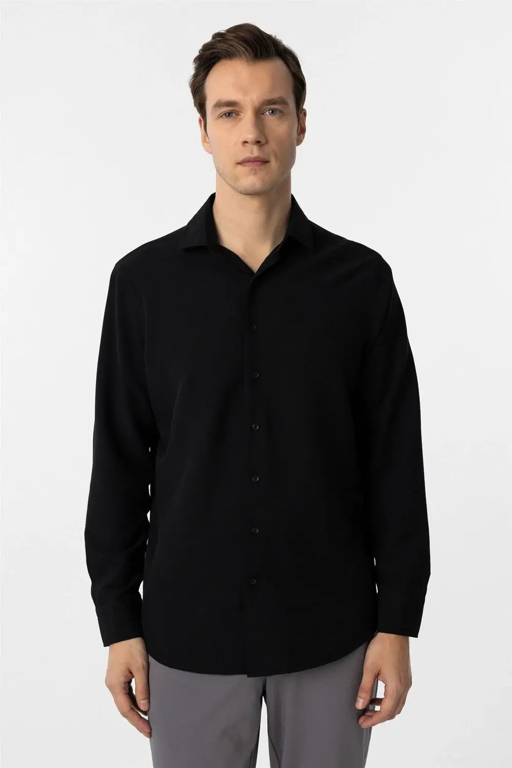 Süvari Bol Kesim Mikro Desenli Kolay Ütü Teri Emen Nefes Alan Kra