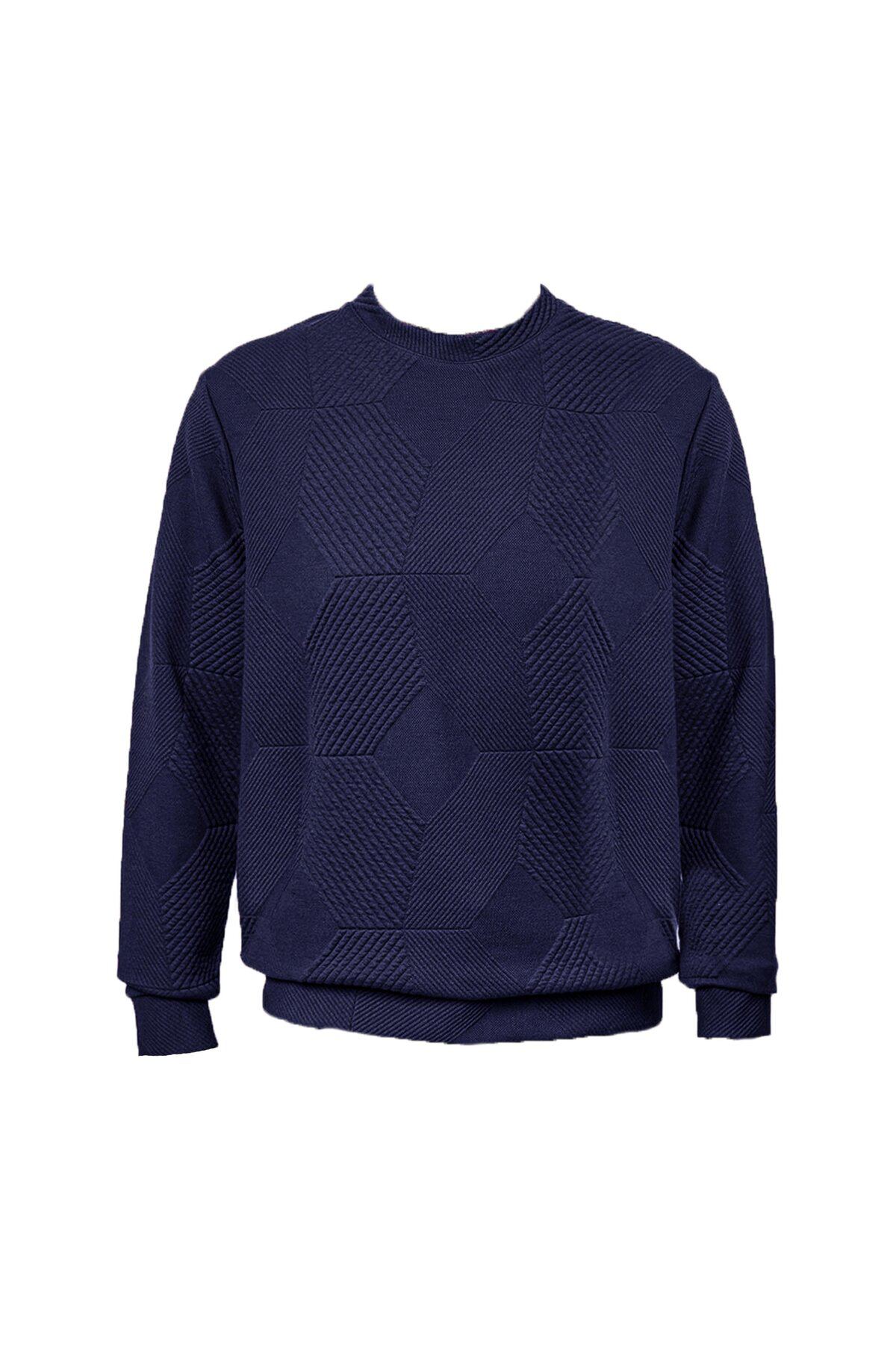 Süvari Bol Kesim O Yaka Kapitone Etnik Desenli Yeşil Sweatshirt