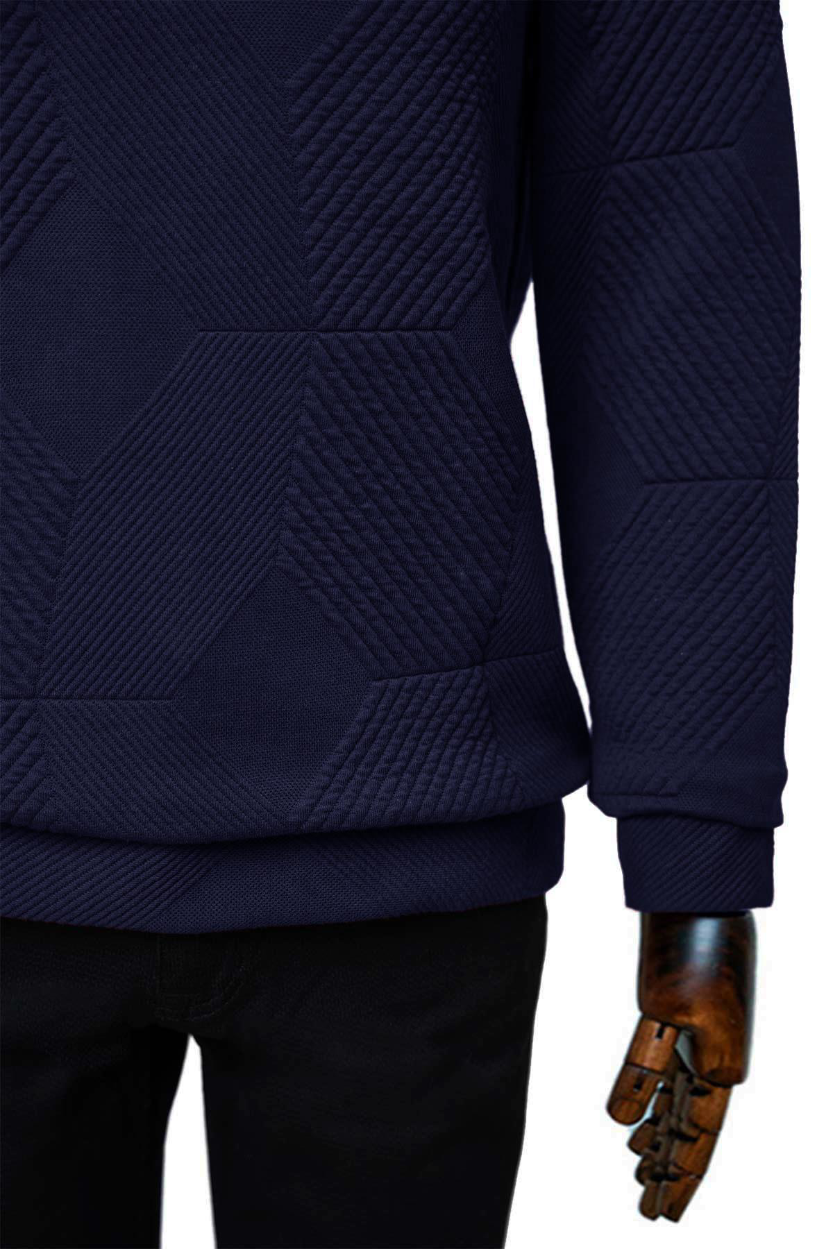 Süvari Bol Kesim O Yaka Kapitone Etnik Desenli Yeşil Sweatshirt