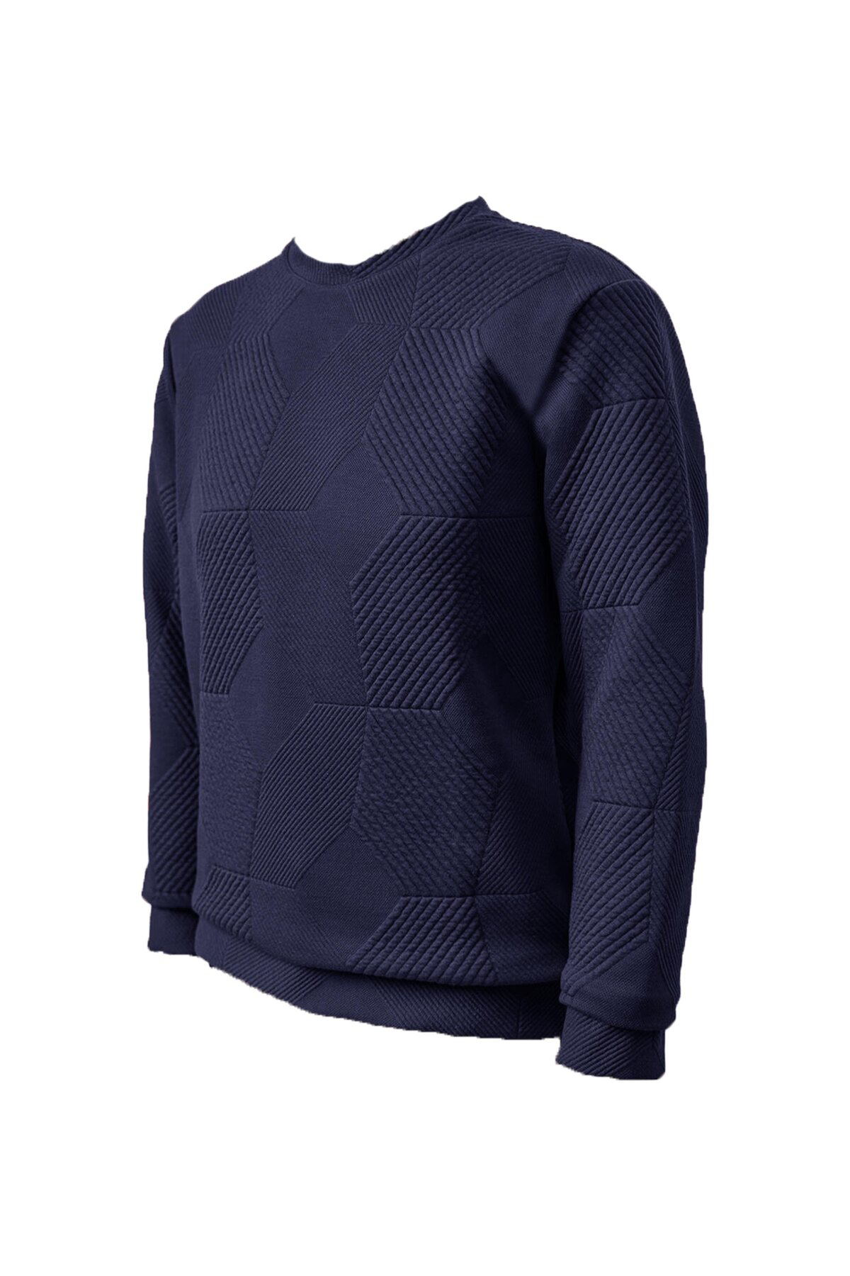 Süvari Bol Kesim O Yaka Kapitone Etnik Desenli Yeşil Sweatshirt
