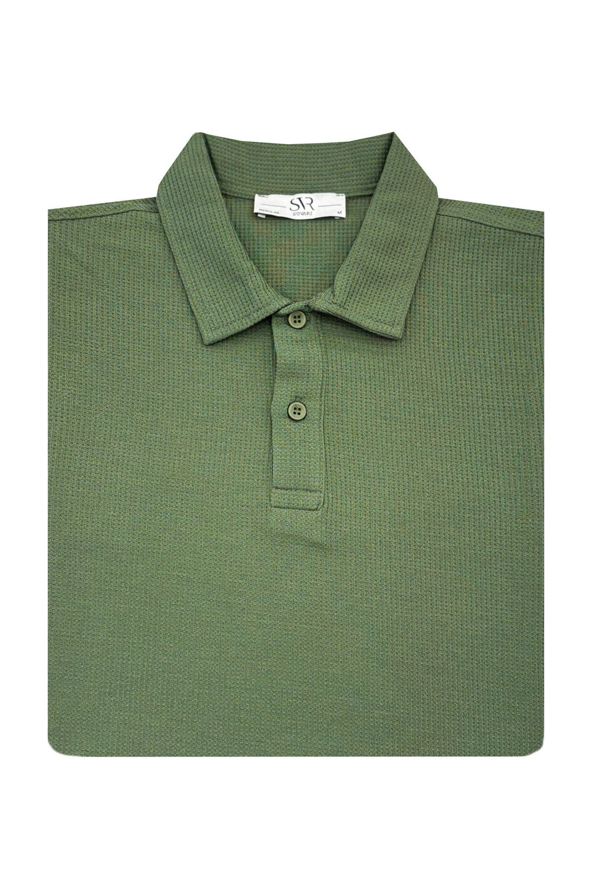 Süvari Süvari Bol Kesim Waffle Desenli Yumuşak Dokulu Çift Kat Yakalı Po