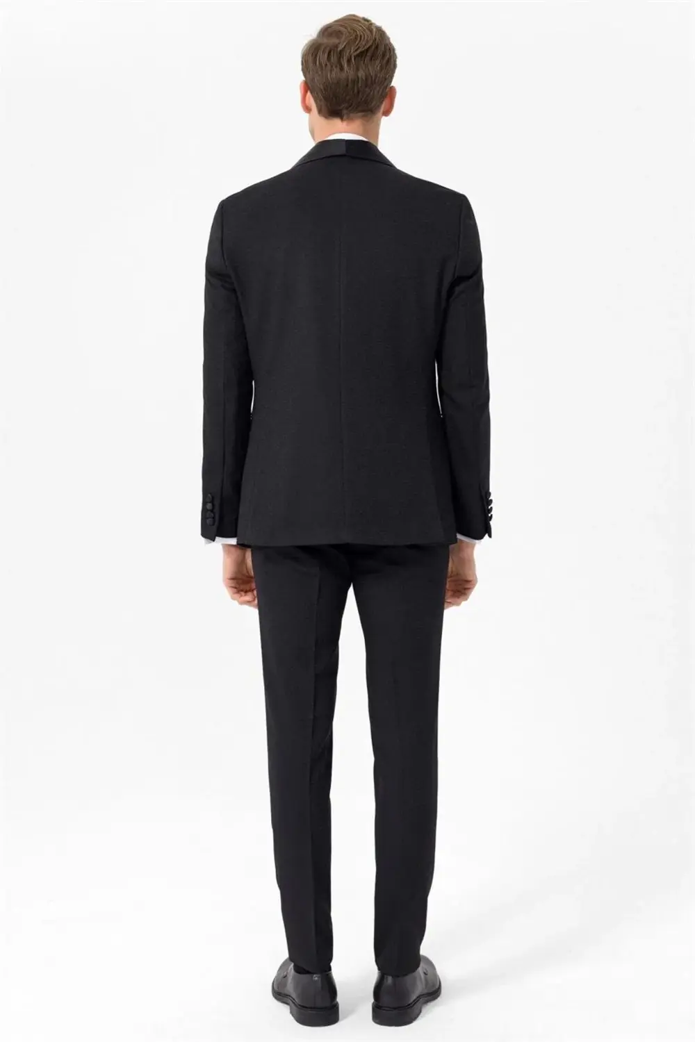 Süvari Süvari Dar Kalıp Yelekli Tek Düğmeli Siyah Damatlık