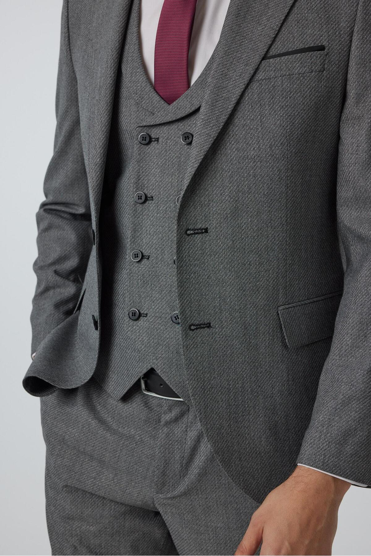 Süvari Süvari Dar Kesim Desenli Takım Elbise