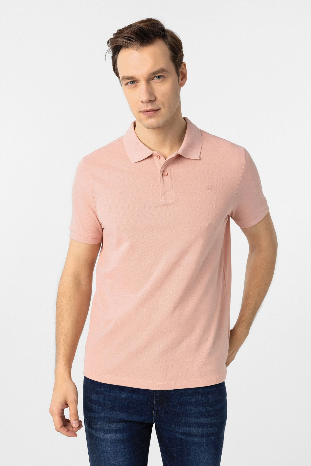 Süvari Süvari Dar Kesim Pamuk Çekmeyen Kumaş Polo Yaka Tişört