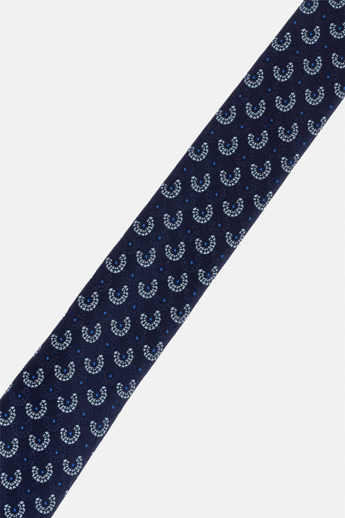 Süvari Süvari El Yapımı İnce Lacivert Desenli Kravat Standart Lacivert