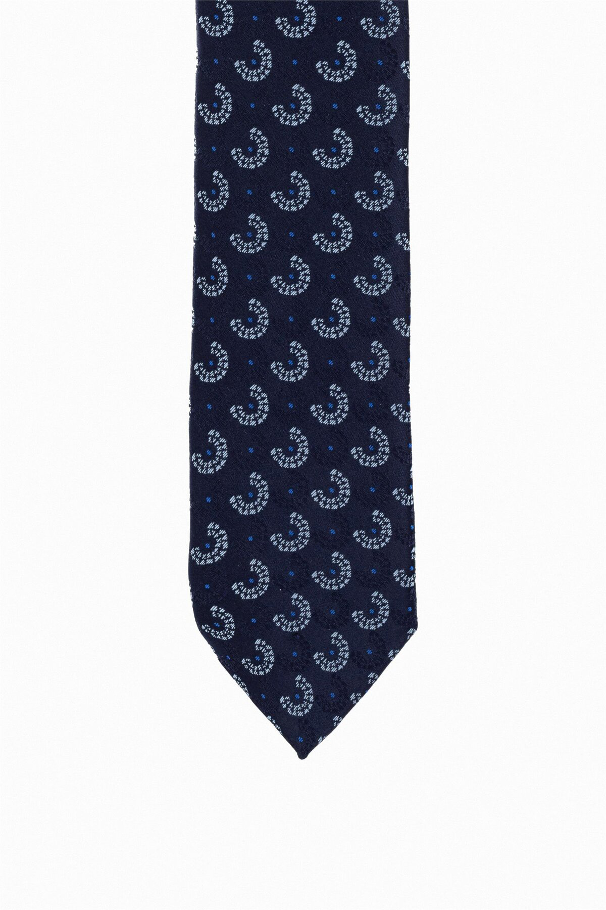 Süvari Süvari El Yapımı İnce Lacivert Desenli Kravat Standart Lacivert