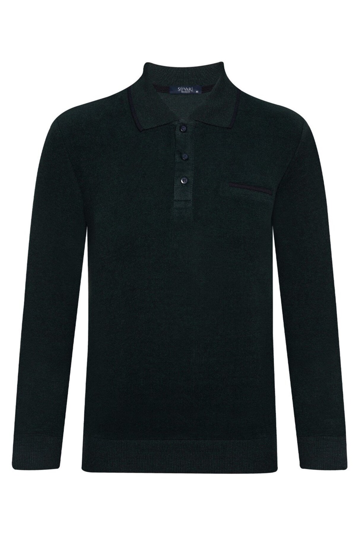 Süvari Süvari Rahat Kalıp Polo Yaka Selanik Desen Cep Detaylı Yeşil Erke